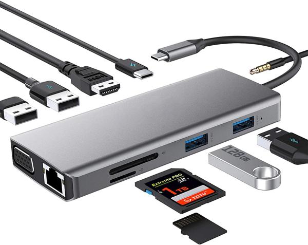 White Usb C Docking Hub Station Dual Monitor For  Triple 4K 60hz Data Transfer Adapter