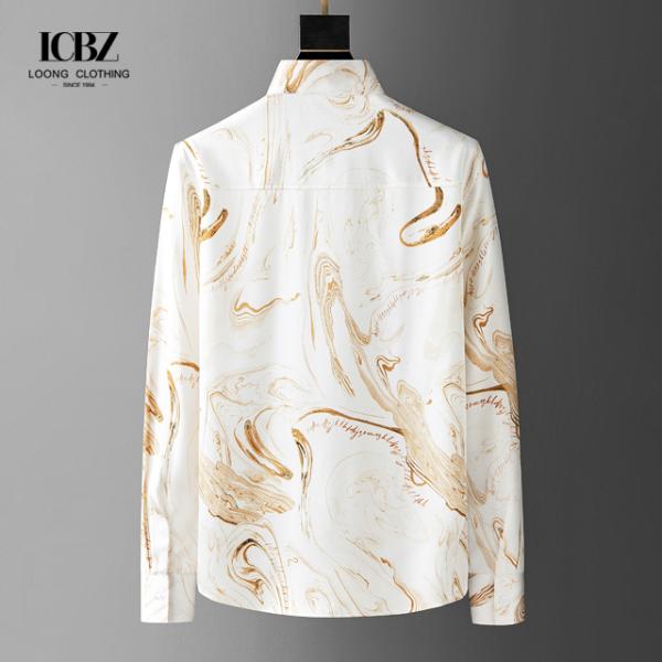 Осенние длинные рукава мужчины неформальный чек винтажные печатные рубашки стройный фит одиночный грудь