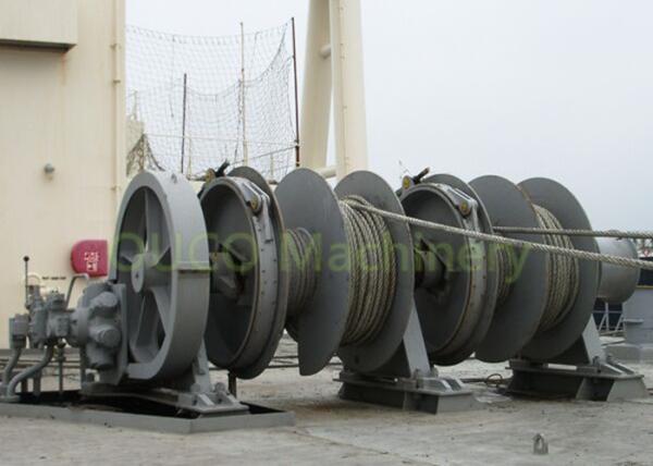 Low Noise Marine Deck Winches , Double Drum Winch Low Power Consumption