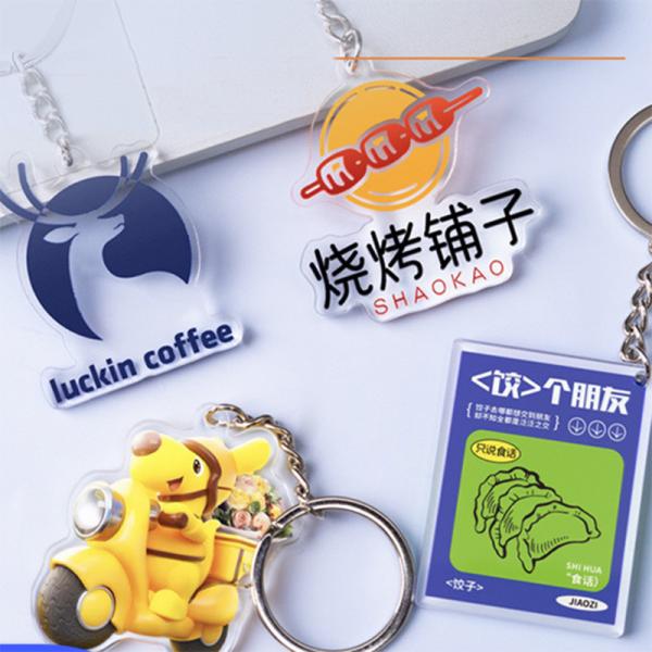 Durable Transparent Acrylic Keychain with Silk Screen Printing for Business Promotion