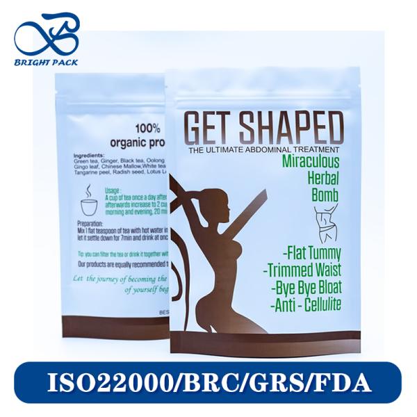 Biodegradable And Eco-Friendly Stand Up Pouches For Nutraceuticals Packaging With Reusable Zipper And Tear Notch.
