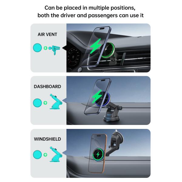 Soporte de carga inalámbrica de automóvil magnético personalizable con iluminación del cielo estrellado y disipación rápida de calor para automóviles