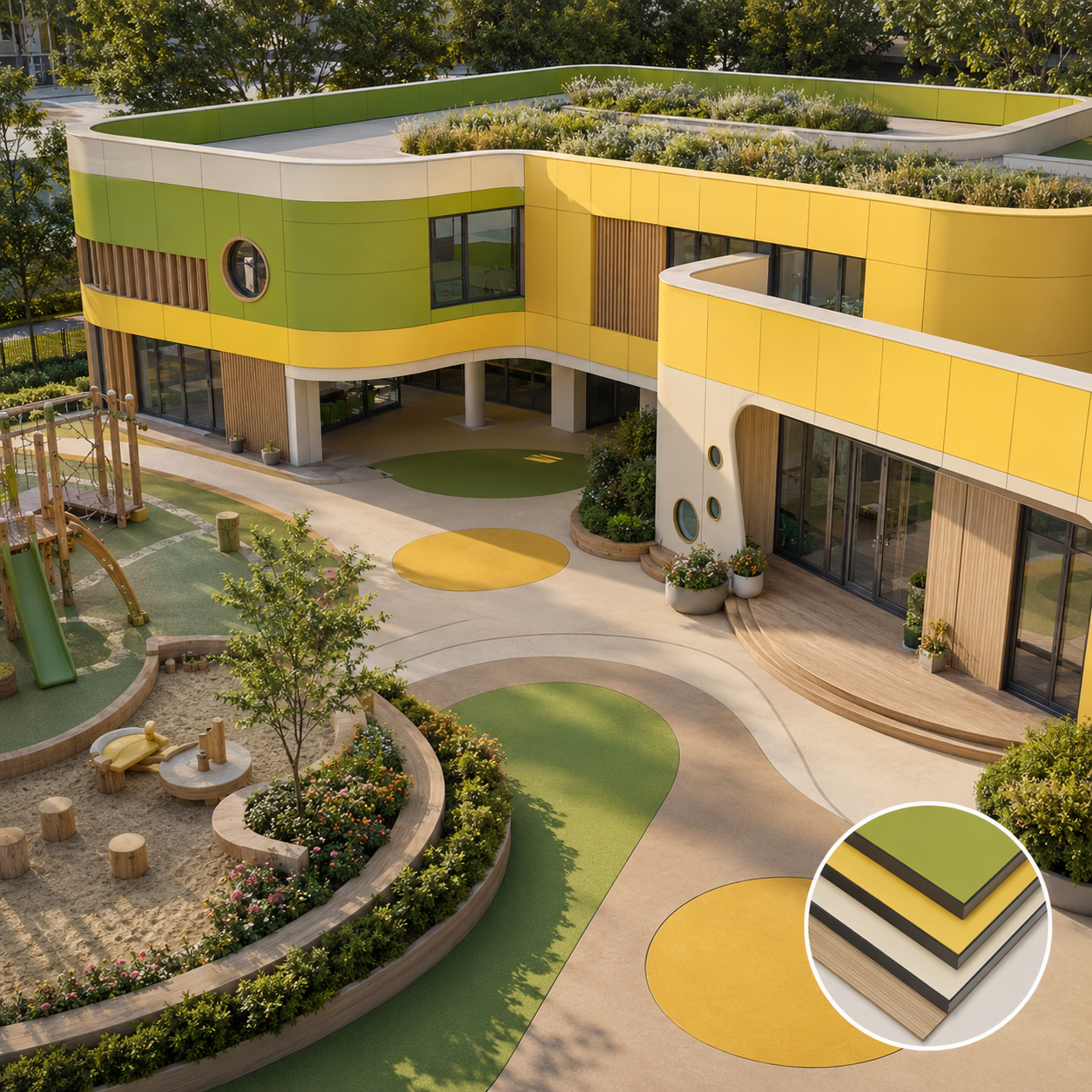Kindergarten-specific Compact Laminate Exterior Wall Panel  Fireproof, Weather Resistant & Impact Safe