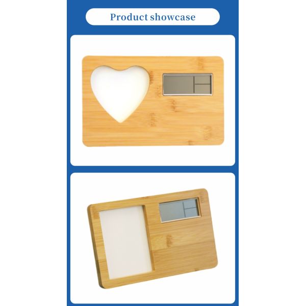Modern Wooden Alarm Clock & Photo Frame with Digital Display for Room Temperature & Humidity for Desktop Decoration
