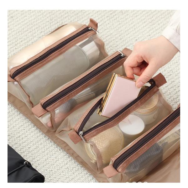 Brushes Lipstick Storage Cosmetic Bag Organizer Travel Nylon Mesh Toiletry Bag