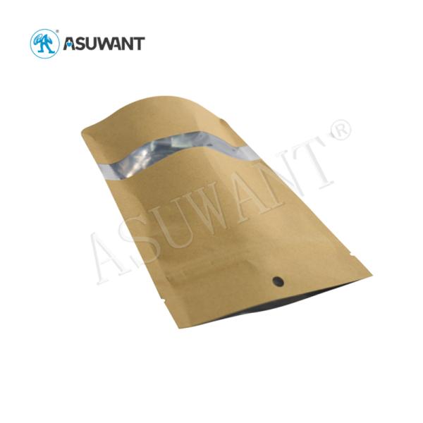 Eco Friendly Paper Zip Lock Bags , Laminated Kraft Stand Up Pouches With Window
