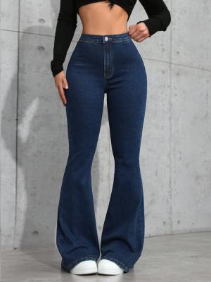Dark blue stretch flared jeans