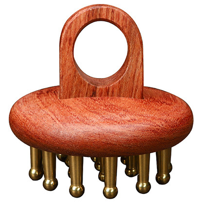 Safety Standard Design Copper Natural Wood Comb for Scalp Massage and Hair Growth
