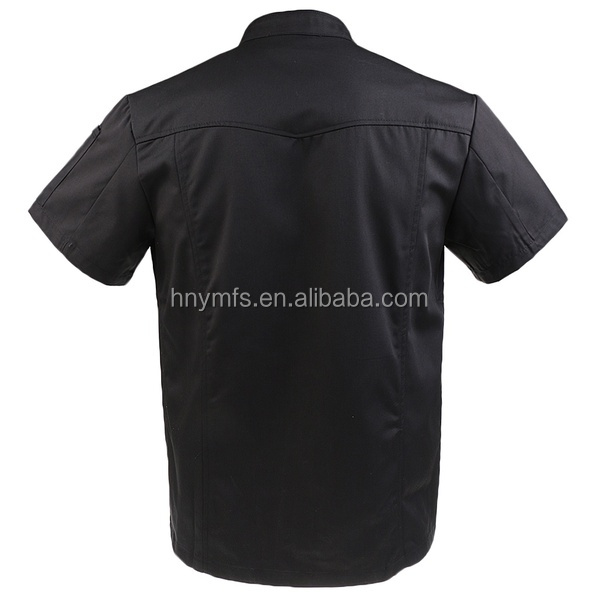 Cor pura XS-5XL do preto de Coat do cozinheiro chefe da cozinha do algodão respirável