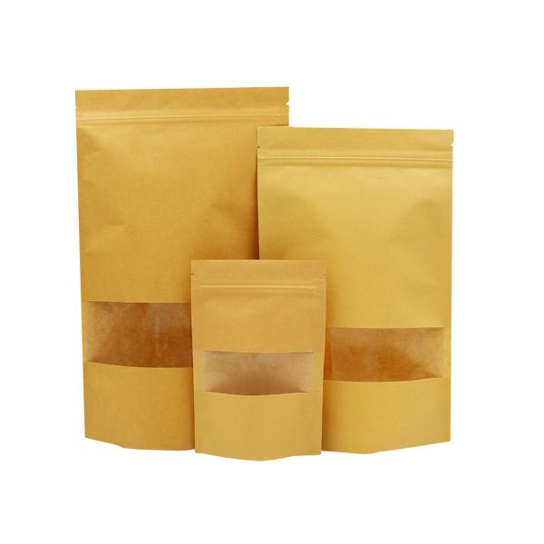 Food Packaging  Stand up Bag Kraft Brown Paper Zipper bags with Window