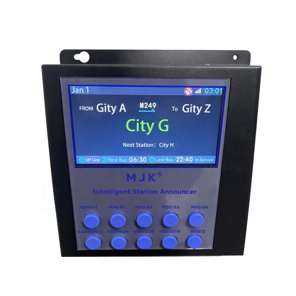MJK New Arrival Metal Black Bus Train Announcement System Broadcaster with GPS Automatic Bus Stop Announcer