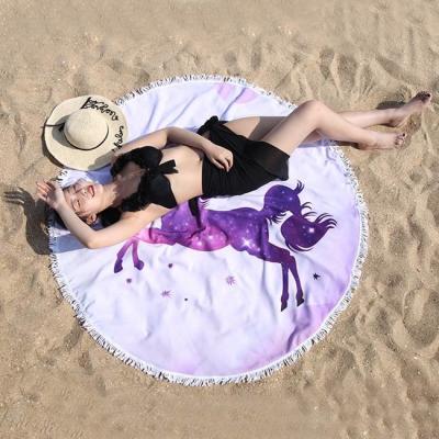 Couverture ronde surdimensionnée de serviette de plage de Microfiber de 59 pouces avec le gland