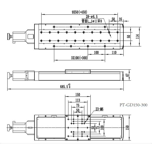 L'étape motorisée de haute précision de vis de boule a motorisé le voyage vertical de l'étape 500mm