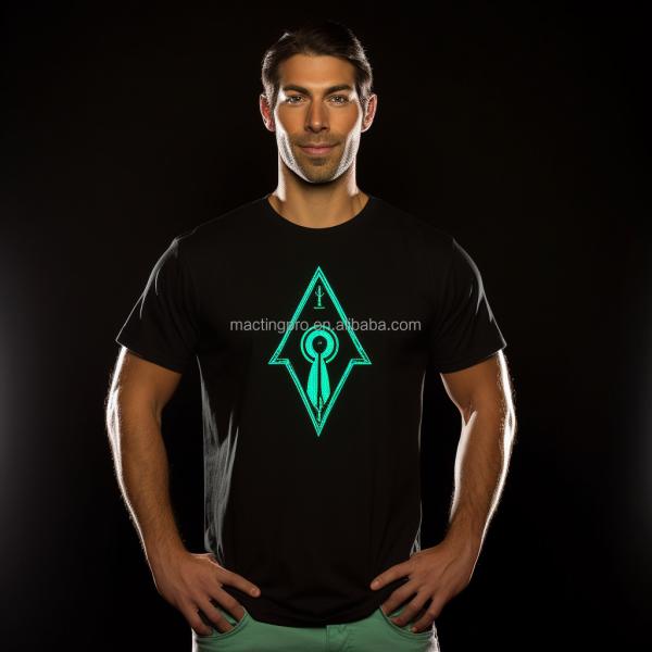 Custom Printing Cotton Reflective Tight Muscle Fit T Shirt for Men Glow in the Dark