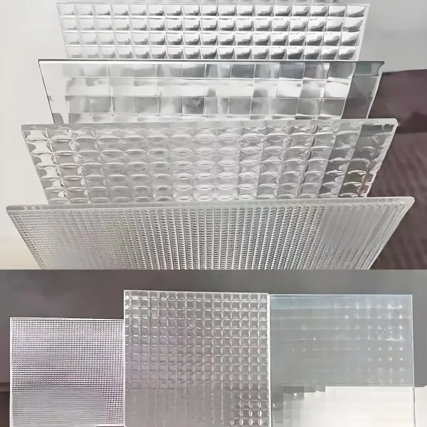 Antique Grid Patterned Tempered Embossed Decorative Glass Interior Wall Partition Panel