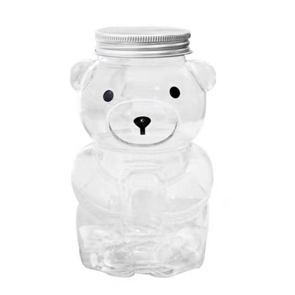 Plastic Juice Milktea Bottle with Cap Reusable Bear Shape