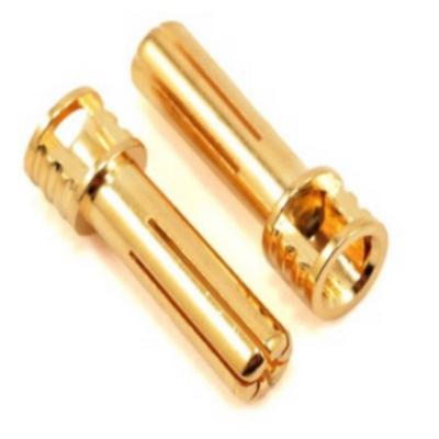 Conectores chapeados ouro superiores lisos da bala de 5mm, ouro de bronze tomadas de banana chapeadas do orador