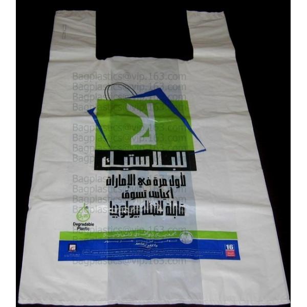 Starch Biodegradable T Shirt Bags Made Of PLA PBAT, 100% Biodegradable & Compostable,T-Shirt Shopping Bags, DOLLAR STORE