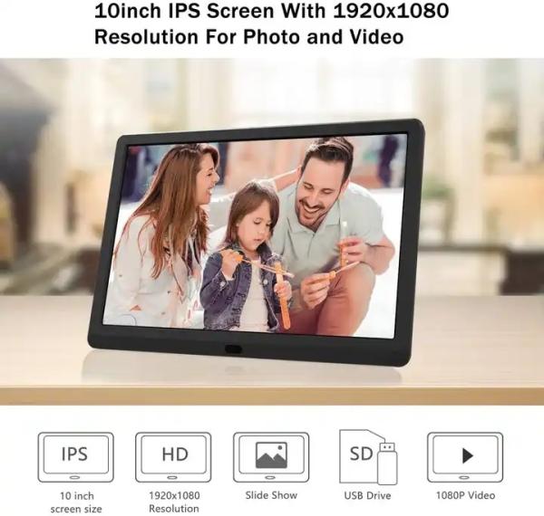 RoHS 10.1 Smart WiFi Photo Frame , 1280x800 Digital Smart Picture Frame