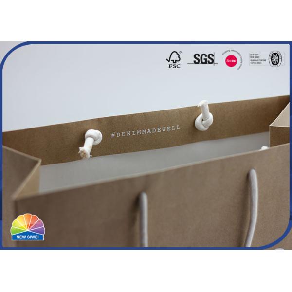 Brown Printed Kraft Paper Gift Bag Package With Knotted Handle