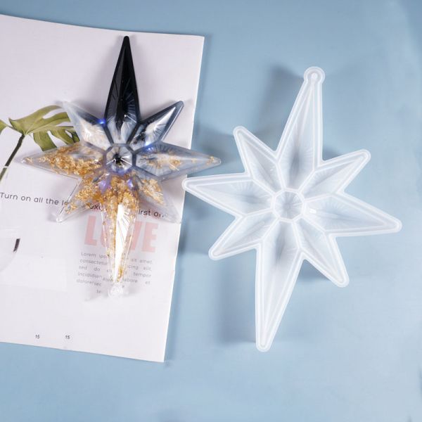 DIY crystal dropper mold, star shaped octagonal hanging pendant, star colored light, diamond star silicone mold