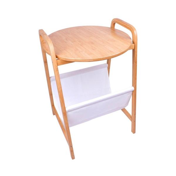 Mesa de sala de banho de bambu com armazenamento de tecido não tecido versátil e ecológico
