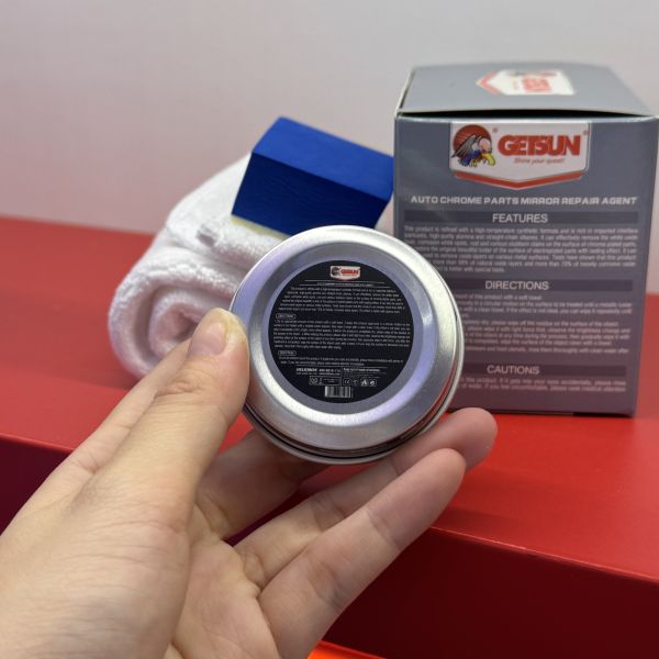 GETSUN Car Chrome Repair Agent Restore Lustre Chrome Plated Grinding Paste with Sponge Vehicle Maintenance