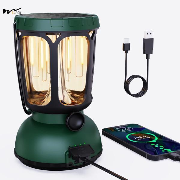 Waterproof 650LM Hand Crank Solar Battery Powered Rechargeable LED Camping Lantern