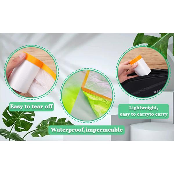 Tape And Drape, Pre-Taped Masking Film For Auto Painting Covering, 65.6 Ft/Pack Plastic Pre-Adhesived Dust Paint