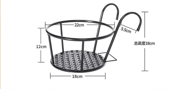 Black Single Tier Metal Flower Pot Stand , 18x22x12cm Single Tier Plant Stand