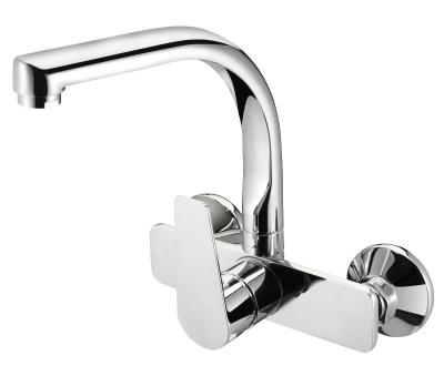 360° Moveable Brass Kitchen Mixer Faucet Two Hole Wall Mounted