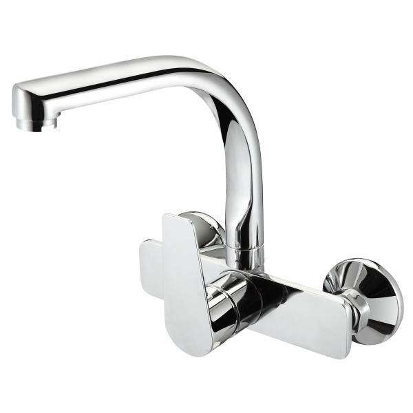 360° Moveable Brass Kitchen Mixer Faucet Two Hole Wall Mounted