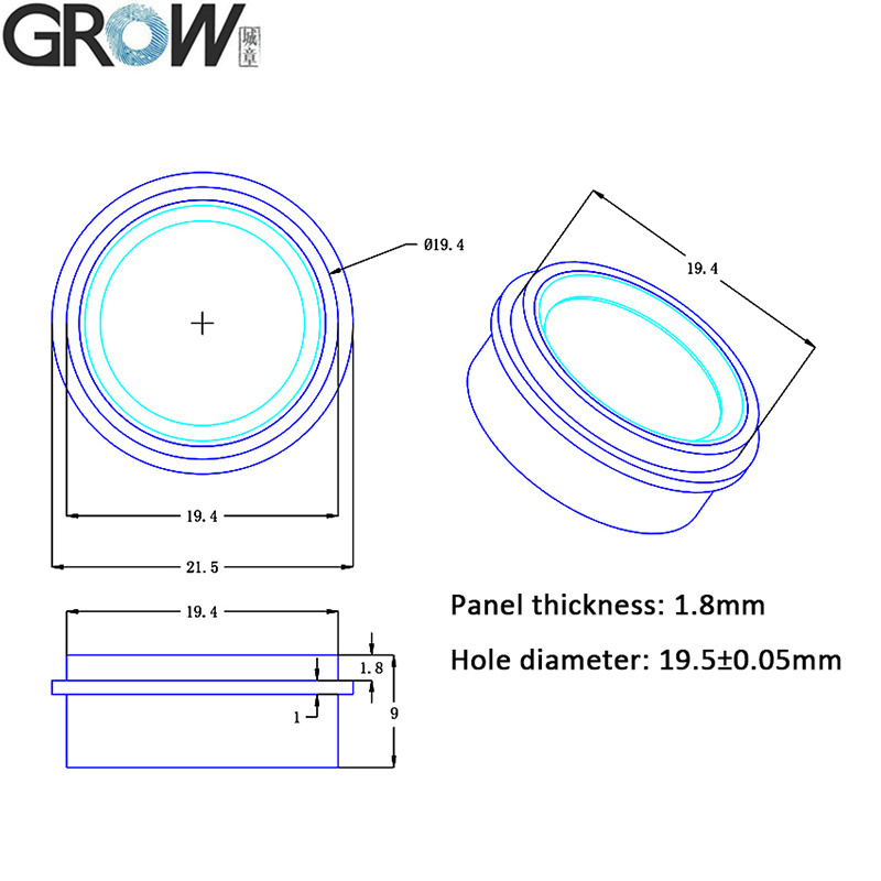 GROW K215-V1.3+R502-F Плата управления доступом по отпечатку пальца с самоблокирующимся релейным выходом DC10-30V + R502-F Водонепроницаемый маленький модуль отпечатков пальцев