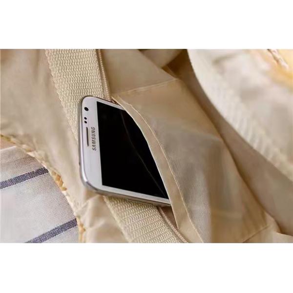 Natural Straw Crochet Hand Bag Brown , Crochet Bag With Wooden Handles OEM