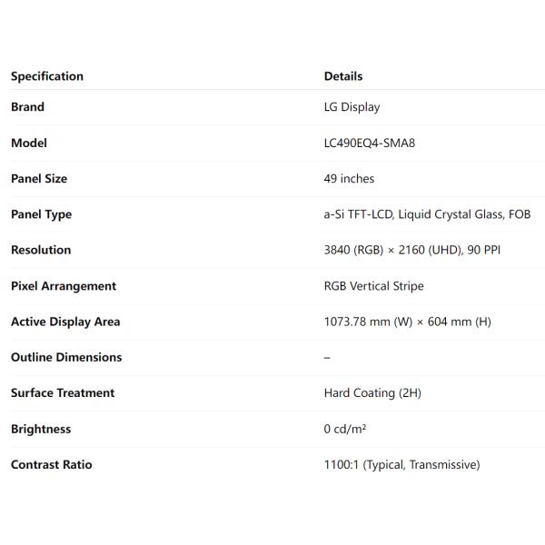 Smart TV 4K LC490EQ4-SMA8 LED TV Display Panel 49 Inch For LG Broken Screen TV Replacement