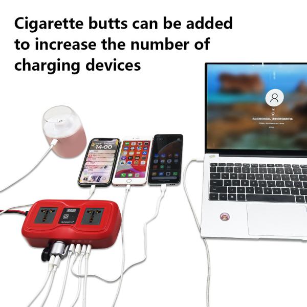 Customized Support SZSSTH Universal Socket Portable 12V 220V 2 AC Outlets 2USB 200W GaN PD Fast Charger Car Power Inverter