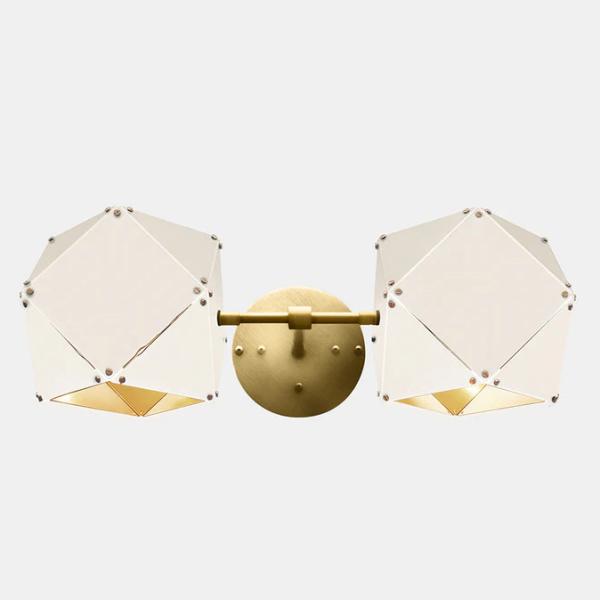 Nordic Art Welles Stell Ddouble Head Sconce Creative Metal Texture Black and White Geometric Wall Lamp