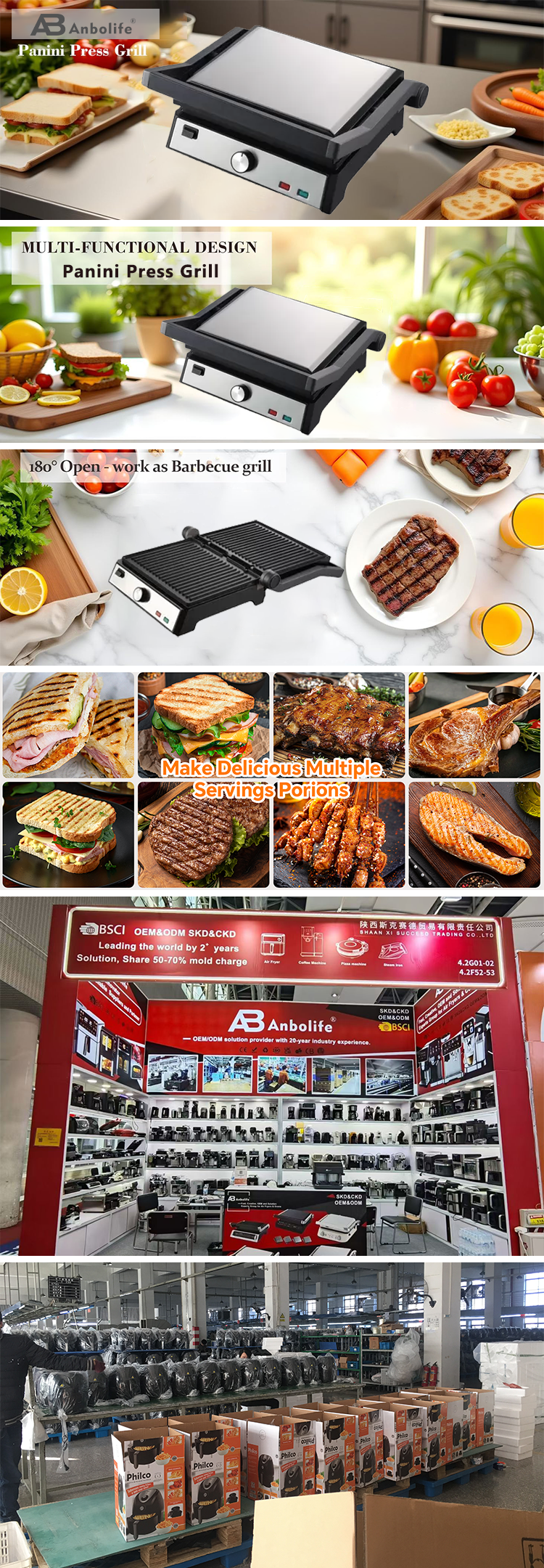 Detachable Electric Grill Smokeless BBQ Sandwich Waffle Panini Maker