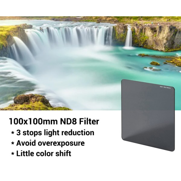 100x100mm ND Lens Filter ND8 Camera ND Filter With 3 Stops Light Reduction And HD Optical Glass