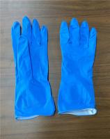 Pulverize as luvas de borracha do agregado familiar azul de Flocklined M60g para a limpeza