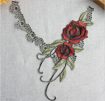 100%Polyester  Embroidery  Pajams Collar Lace   Mesh Based Necklace Decoration
