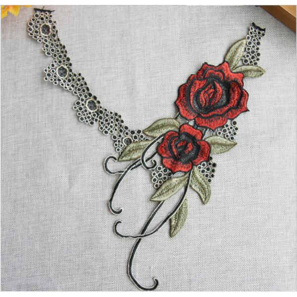 100%Polyester Embroidery Pajams Collar Lace Mesh Based Necklace Decoration