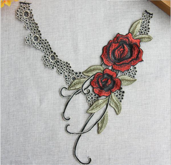 100%Polyester  Embroidery  Pajams Collar Lace   Mesh Based Necklace Decoration