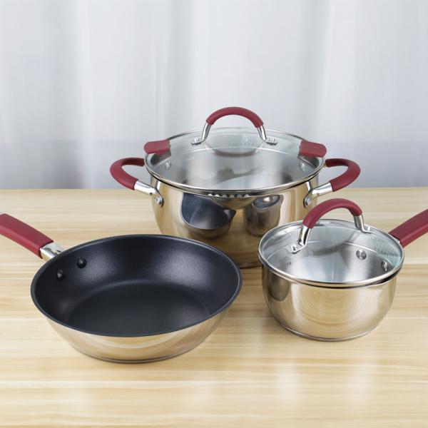 5pcs Non Stick Cookware Set Kitchenware Stainless Steel Cooking Pot OEM