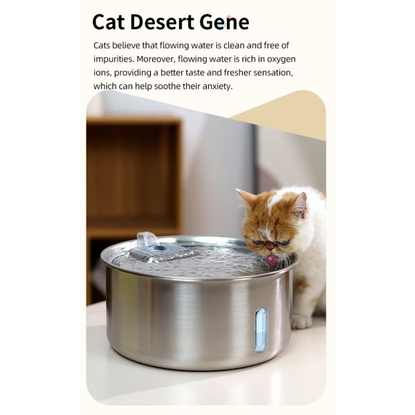 7L Large Capacity Automatic Pet Water Dispenser Intelligent Circulation Stainless Steel Chargeable Travel Bowls for Dogs Cats