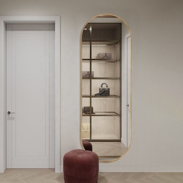 Modern Nordic Arch Shaped Bathroom Mirror , Full Length Wall Hanging Bathroom Mirror