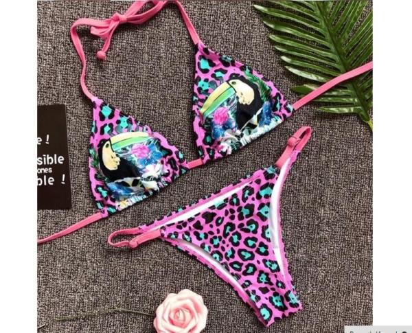 Swimwear button 2018 Sexy Bikinis women swimsuit brazilian woman Bandeau Push up Vintage Bikini Set Biquini beachwear