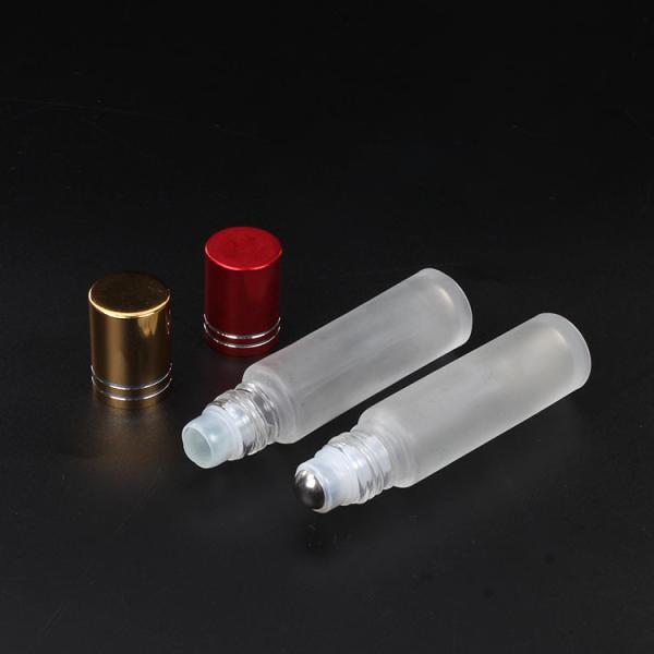 Silver Cap Glass Rollerball Containers Round Shape For Applying Diluted Essential Oils