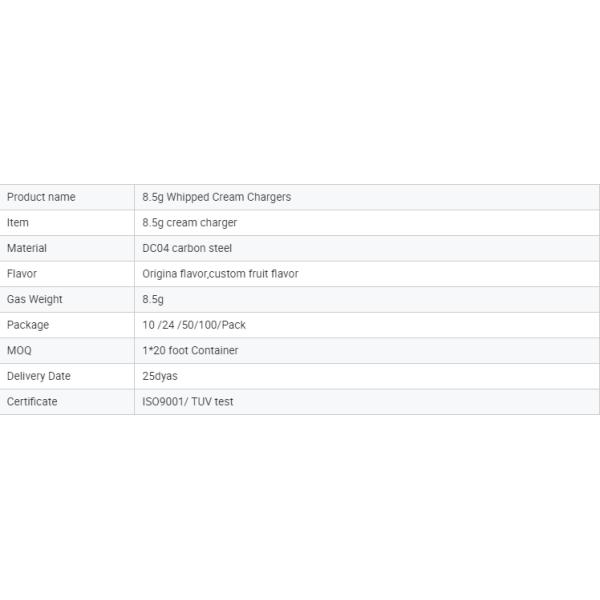 100 Count 8.5g Nitrous Oxide Cream Whipper Charger