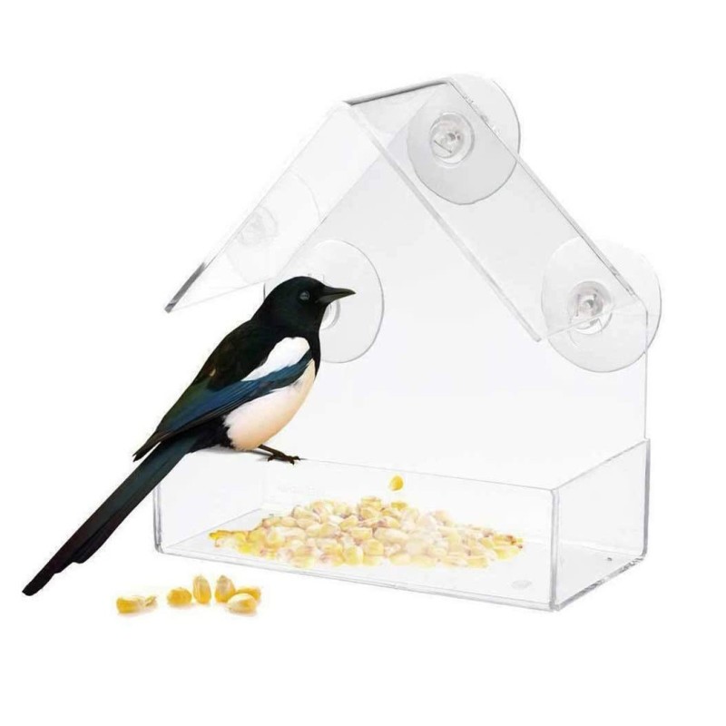 Transparent Triangular Bird Cage Bird House Acrylic Plexiglass Bird Feeder Sub Feeder Display Rack Storage Rack